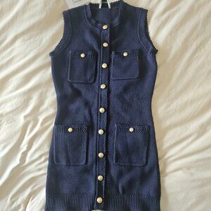 Reformation Midnight Blue Button-Front Mini Dress